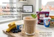 Weight Loss Smoothies: 6 Nutritionist Approved Recipes for UK Kitchens weight loss smoothies - A vibrant, nutrient-dense weight loss smoothie in a glass, featuring healthy ingredients like Greek yoghurt, berries, and spinach on a kitchen counter, representing a balanced meal replacement.