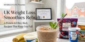 weight loss smoothies - A vibrant, nutrient-dense weight loss smoothie in a glass, featuring healthy ingredients like Greek yoghurt, berries, and spinach on a kitchen counter, representing a balanced meal replacement.