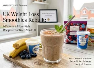 Weight Loss Smoothies: 6 Nutritionist Approved Recipes for UK Kitchens weight loss smoothies - A vibrant, nutrient-dense weight loss smoothie in a glass, featuring healthy ingredients like Greek yoghurt, berries, and spinach on a kitchen counter, representing a balanced meal replacement.