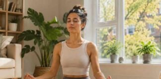 Yoga meditation for beginners practising at home