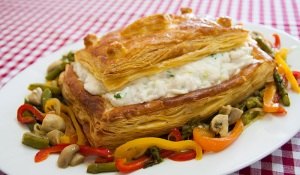 Main dish: puff pastry Cod with Shrimp