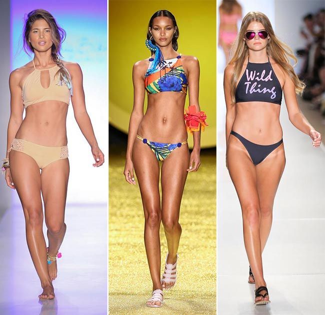 spring summer 2015 swimwear trends high neck bikini crop top