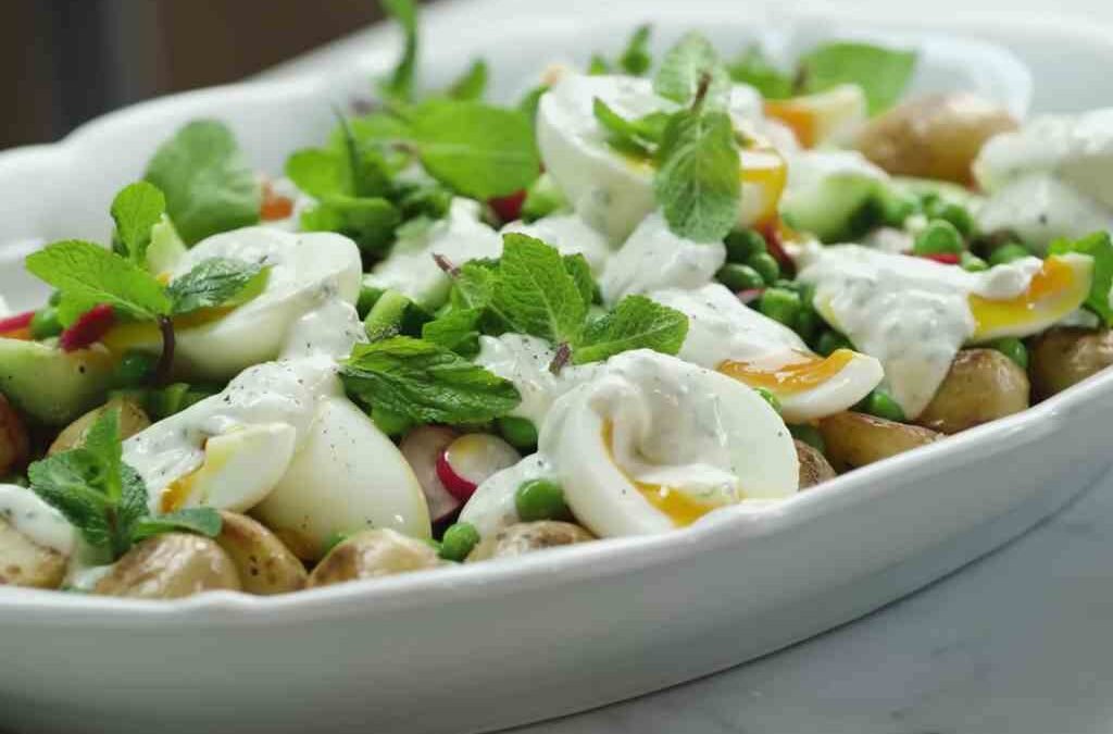 Crispy Potatoes and Zingy Vegetable Salad