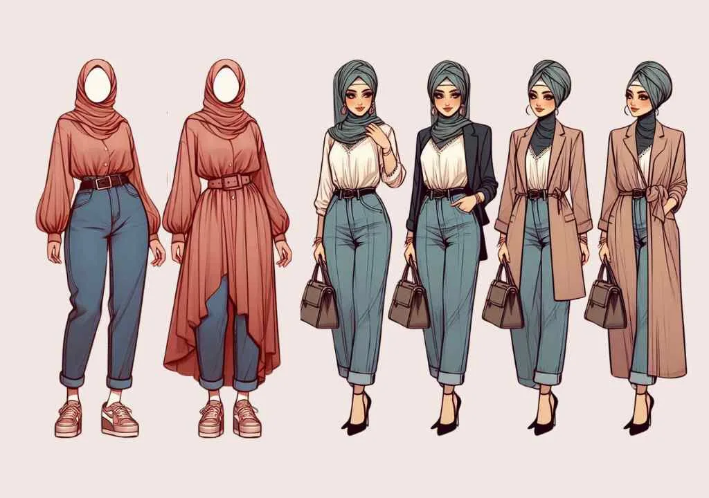 How to Style a Hijab with Jeans: A Modest Fashion Guide Apple Shaped women in Hijab