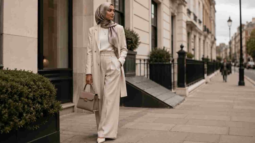 Building a Capsule Wardrobe for Women in 2026: The UK Guide Modest capsule wardrobe for women 2026 with neutral layered outfits and hijab styling