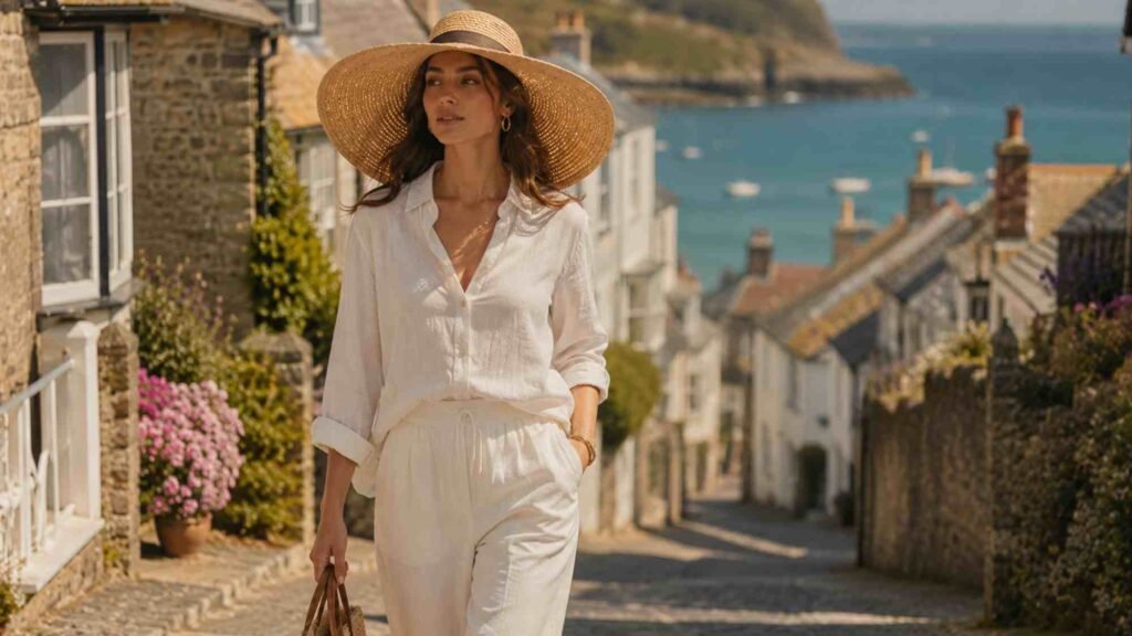 Natural raffia wide-brim sun hat trend for women UK 2026