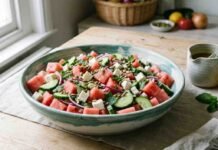 Watermelon Feta Salad Recipe | The Easiest Summer Dish You Will Make All Season watermelon feta salad recipe UK fresh mint cucumber summer dish