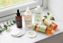 Best Toner for Oily Skin UK: A Cosmetic Scientist’s Honest Picks for 2026 A selection of top-rated skincare products from a review of the best toner for oily skin UK, featuring brands like Paula's Choice and The Ordinary on a marble windowsill.
