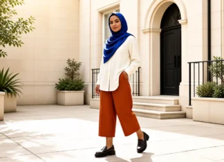 How to style capri pants modestly with a longline top and hijab