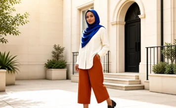 How to style capri pants modestly with a longline top and hijab