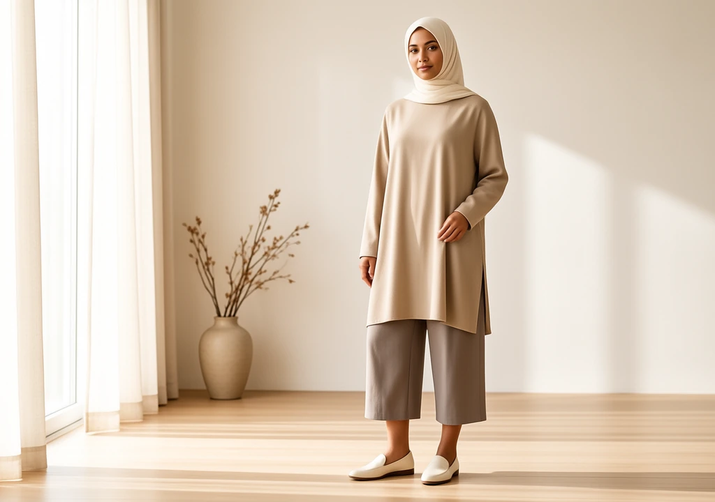 How to Style Capri Pants Modestly: The 2026 Trend, Covered how to style capri pants modestly: woman wearing wide-leg mid-calf capri trousers with hijab