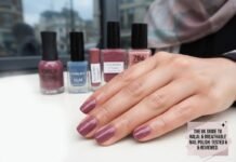 Breathable halal nail polish uk manicure on a marble vanity