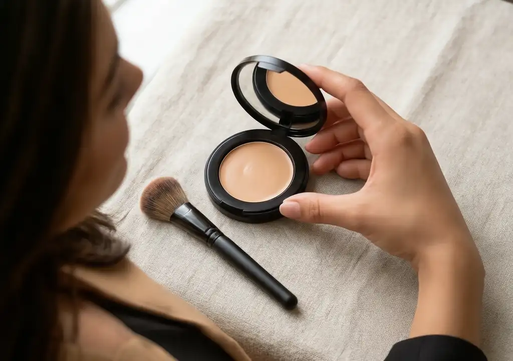 Halal Makeup Brands UK: 5 Certified Picks You Can Buy Now Halal makeup brands UK foundation compact held in hand
