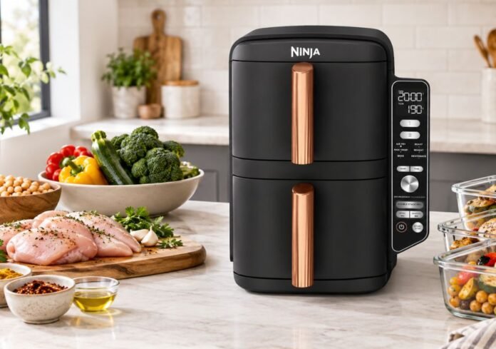 ninja doublestack xl review Ninja DoubleStack XL review with a slim dual drawer air fryer on a bright worktop